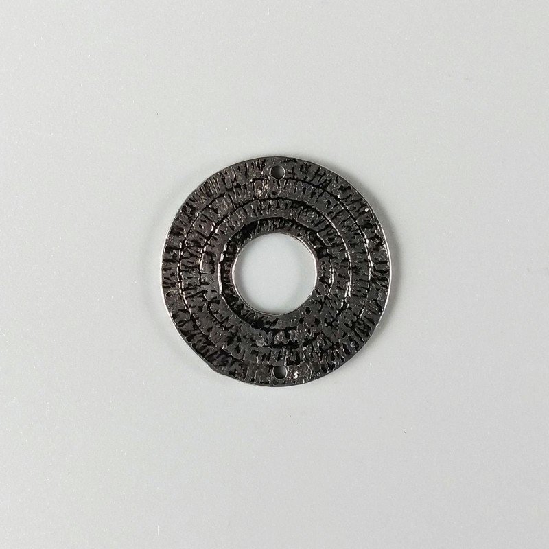 Connettore In Zama Forma Cerchio Forato Battuto Ossidata 30mm-Argentato 1pz
