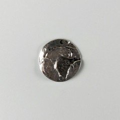 Connettore In Zama Forma Tondo Battuto Ossidato Lavorato 25mm-Argentato 1pz