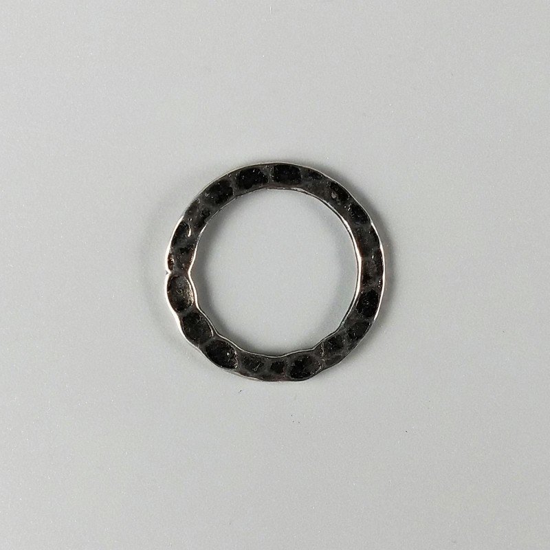 Connettore In Zama Forma Cerchio Ossidata Martellato mm-Argentato 1pz