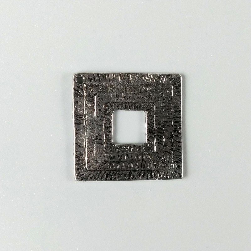 Connettore In Zama Forma Quadrata Forato Ossidata 30mm -Argentato 1pz