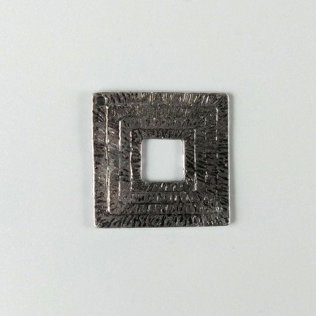 Connettore In Zama Forma Quadrata Forato Ossidata 30mm -Argentato 1pz
