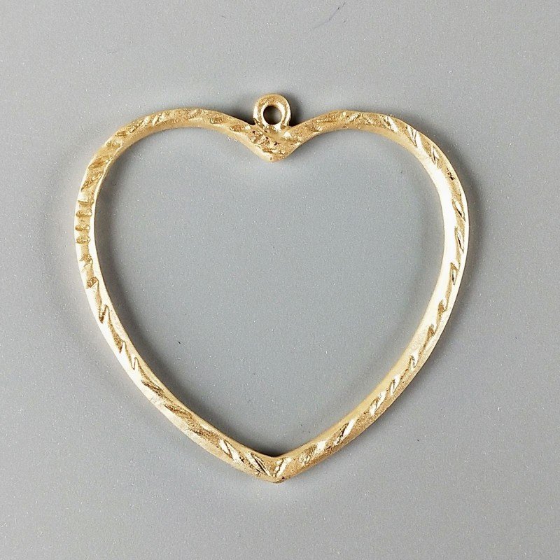 Ciondolo In Zama Opaco Forma Cuore Martellato 48mm-Dorato 1pz