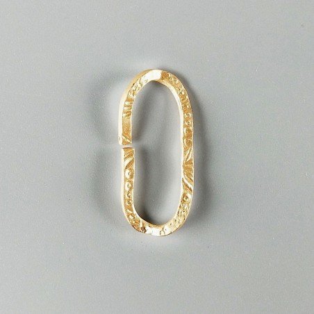 Connettore In Zama Opaco Forma Cerchio Ovale Martellato Aperto 33X16mm-Dorato 1pz