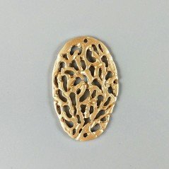 Connettore In Zama Opaco Forma Ovale Lavorato Filigrana 28X44mm-Dorato 1pz