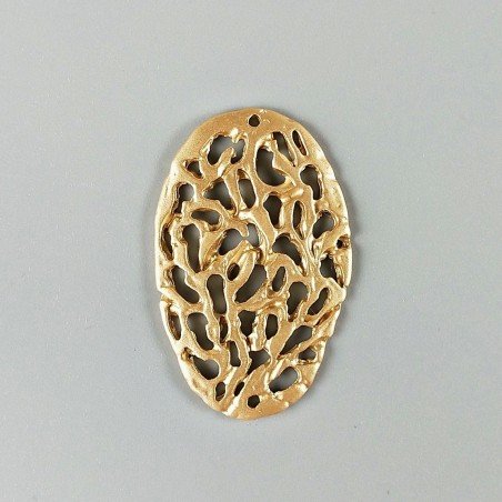 Connettore In Zama Opaco Forma Ovale Lavorato Filigrana 28X44mm-Dorato 1pz