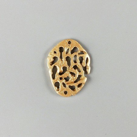 Connettore In Zama Opaco Forma Ovale Lavorato Filigrana 22X30mm-Dorato 1pz