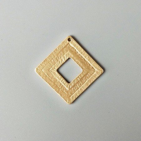 Connettore In Zama Opaco Forma Quadrata Martellato 25mm-Dorato 1pz