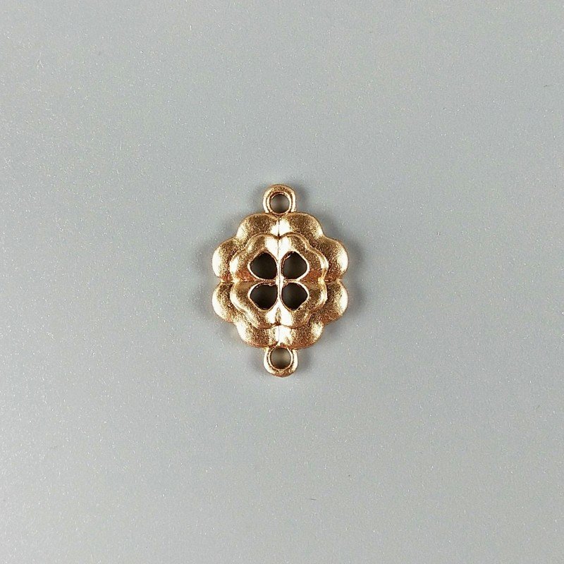 Connettore In Zama Opaco Forma Quadrifoglio Doppio 18X11mm-Dorato 1pz