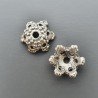 Coppette In Ottone Forate Lavorata Ethnico Ossidato 12mm -Argentato 6pz