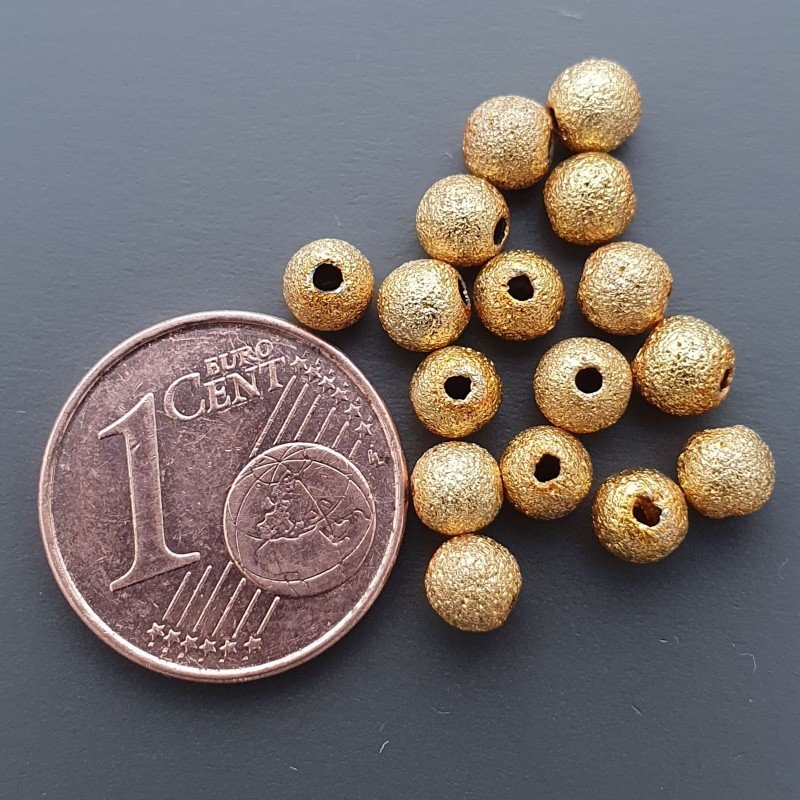 Distanziatore In Ottone Forma Tondo Satinato Diamantata 05mm-Dorato 42pz