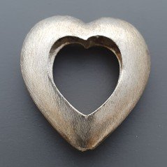 Distanziatore In Ottone Forma Cuore Forato 28X30mm-Argentato 1pz