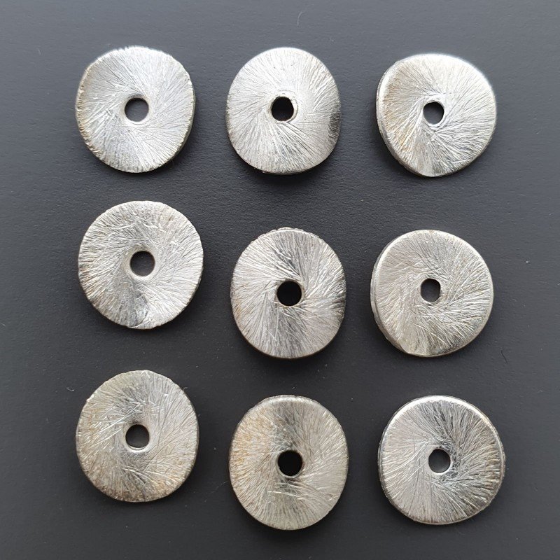Distanziatore Di Ottone Forma Dischio Satinato Curvato 09X10mm-Argentato 25pz