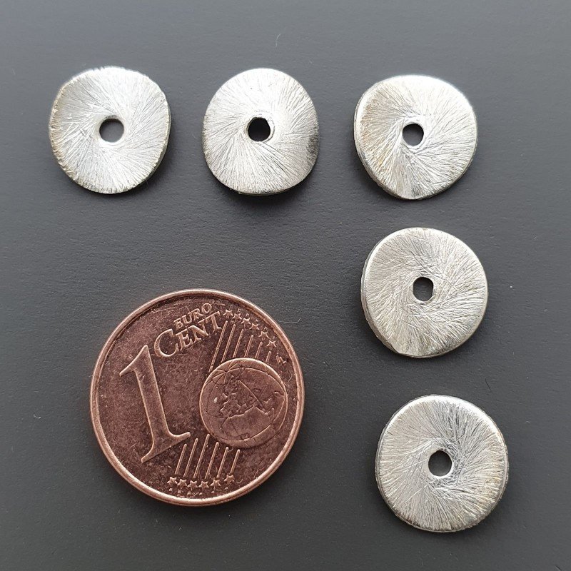 Distanziatore Di Ottone Forma Dischio Satinato Curvato 09X10mm-Argentato 25pz