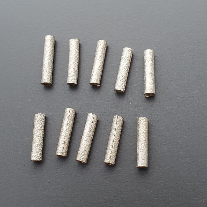 Distanziatore Di Ottone Forma Cilindro Satinato 02X10mm-Argentato 52pz