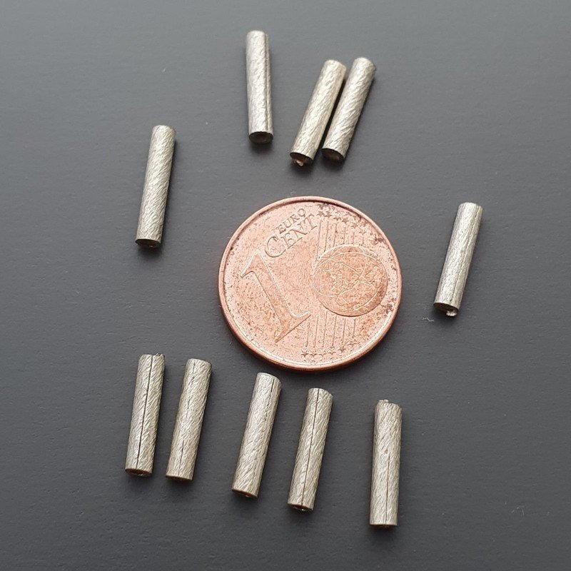 Distanziatore Di Ottone Forma Cilindro Satinato 02X10mm-Argentato 52pz