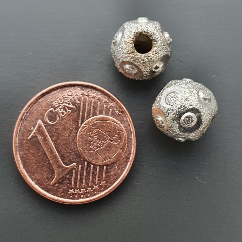 Distanziatore In Ottone Forma Tondo Diamantata 08mm-Argentato 1pz