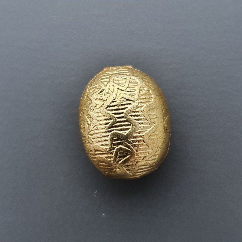 Distanziatore In Ottone Forma Ovale Lavorato Antico Tribal 11x14mm-Dorato 1pz Distanziatore In Ottone Forma Ovale Lavorato Antico Tribal 11x14mm-Dorato 1pz