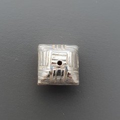 Distanziatore In Ottone Forma Quadrata Lavorato Antico Tribal 10mm-Argentato 1pz