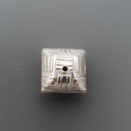 Distanziatore In Ottone Forma Quadrata Lavorato Antico Tribal 10mm-Argentato 1pz