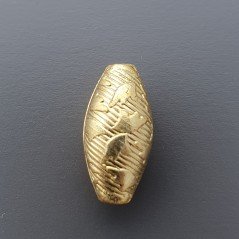 Distanziatore In Ottone Forma Ovale Lavorato Antico Tribal 09X17mm-Dorato 1pz