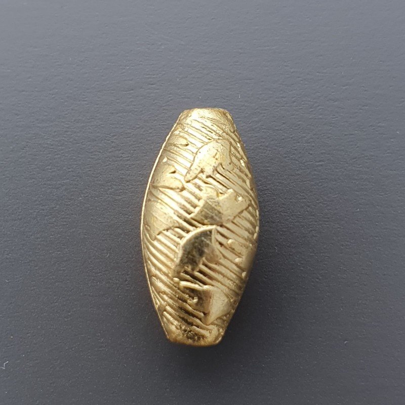 Distanziatore In Ottone Forma Ovale Lavorato Antico Tribal 09X17mm-Dorato 1pz