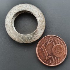 Distanziatore In Ottone Forma Cerchio Satinato Forato 20mm-Argentato 1pz