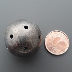 Distanziatore In Ottone Forma Tondo Satinato Forato 22mm-Brunito 1pz