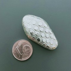 Distanziatore In Ottone Forma Goccia Lavorato Antico Tribal 34x18mm-Argentato 1pz