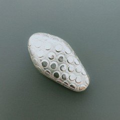Distanziatore In Ottone Forma Goccia Lavorato Antico Tribal 34x18mm-Argentato 1pz