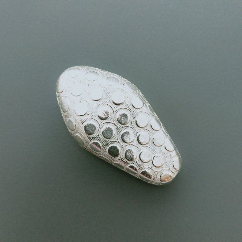 Distanziatore In Ottone Forma Goccia Lavorato Antico Tribal 34x18mm-Argentato 1pz