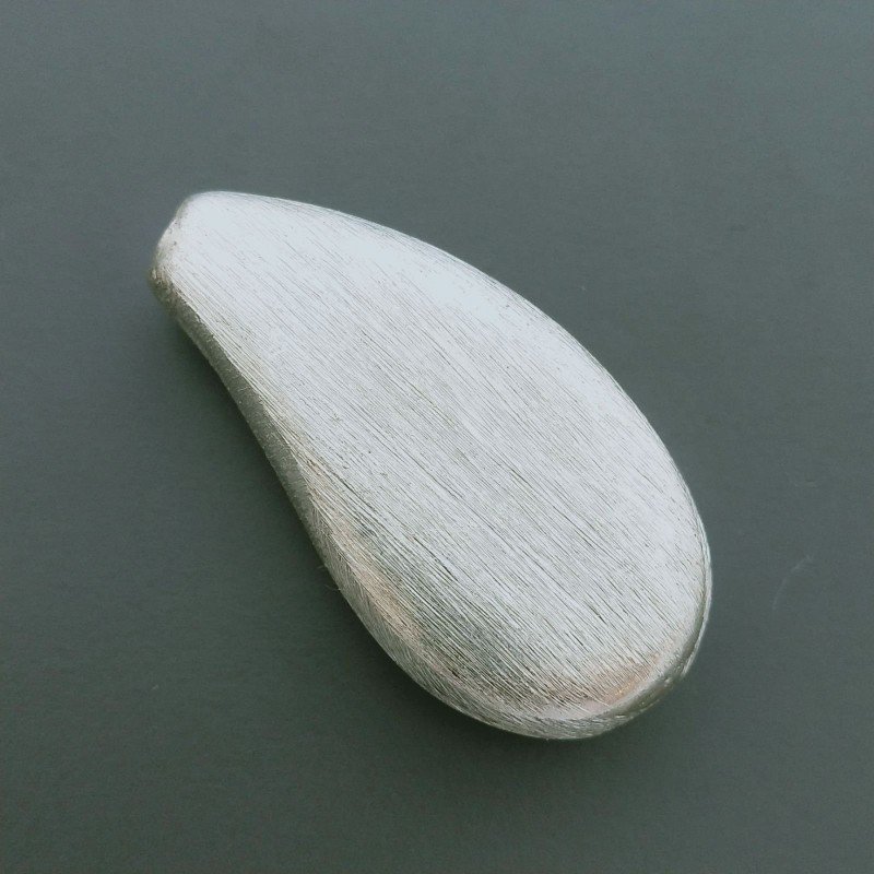 Distanziatore In Ottone Forma Goccia Satinato Curvato 20x38mm-Argentato 1pz