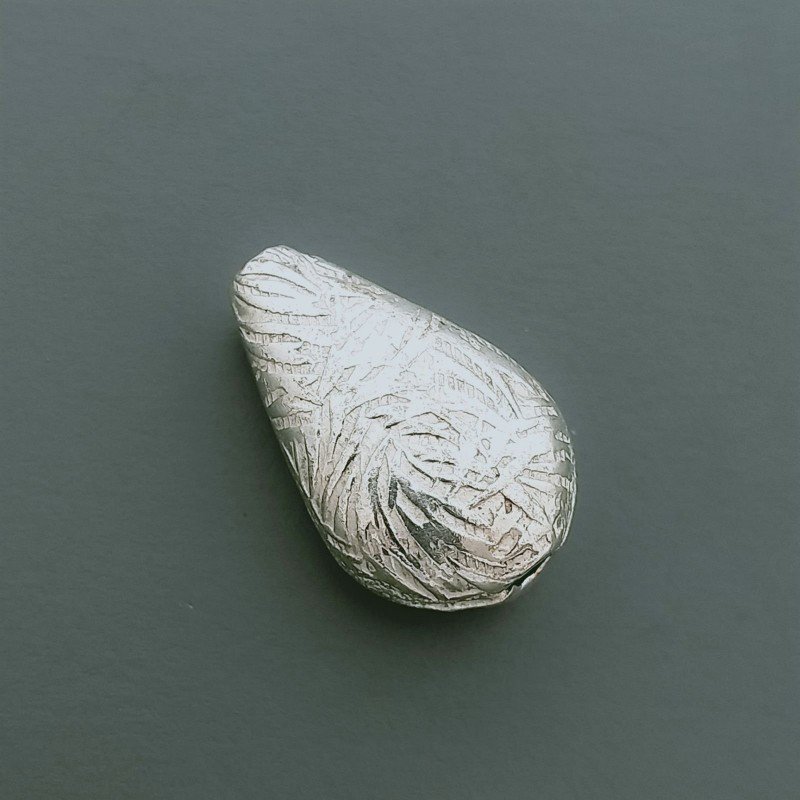Distanziatore In Ottone Forma Goccia Lavorato Antico Tribal 11x18mm-Argentato 1pz
