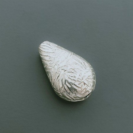 Distanziatore In Ottone Forma Goccia Lavorato Antico Tribal 11x18mm-Argentato 1pz