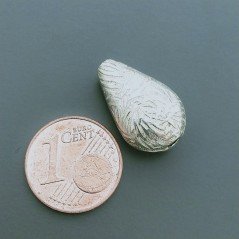 Distanziatore In Ottone Forma Goccia Lavorato Antico Tribal 11x18mm-Argentato 1pz