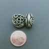 Distanziatore In Ottone Forma Tondo Piatto Lavorato Filigrana Ethnico Ossidato 14mm-Argentato 1pz