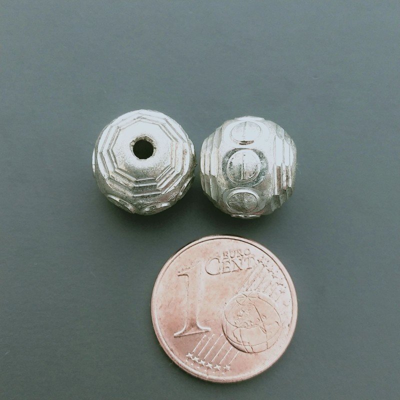 Distanziatore In Ottone Forma Tondo Diamantata 10mm-Argentato 1pz