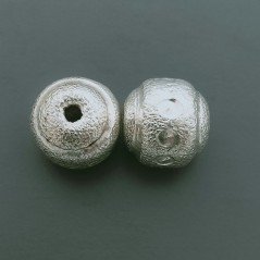 Distanziatore In Ottone Forma Tondo Diamantata 12-13mm-Argentato 1pz