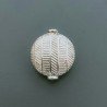 Distanziatore In Ottone Forma Tondo Piatto Lavorato Antico Tribal 16X18mm-Argentato 1pz