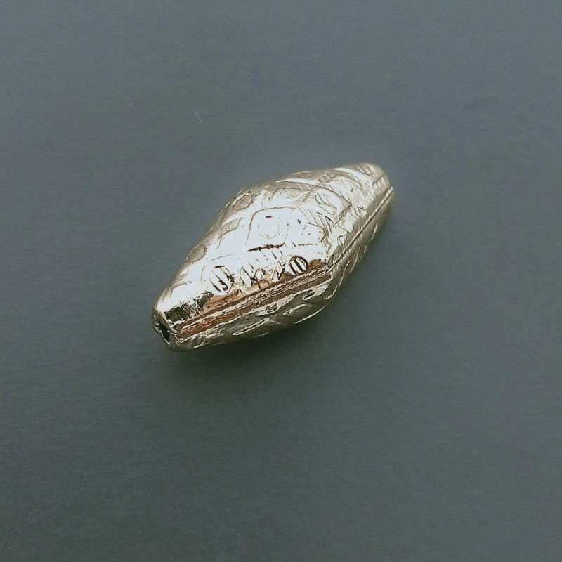 Distanziatore In Ottone Forma Rombo Lavorato Antico Tribal 10X18mm-Dorato 1pz