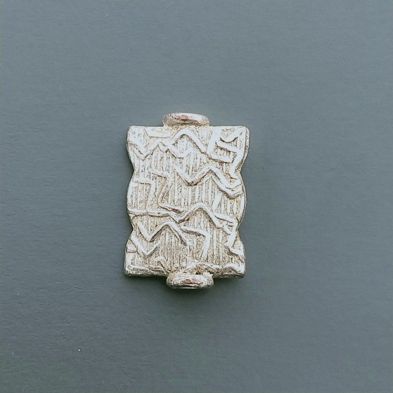 Distanziatore In Ottone Forma Rettangolo Lavorato Antico Tribal 09X13mm-Argentato 1pz