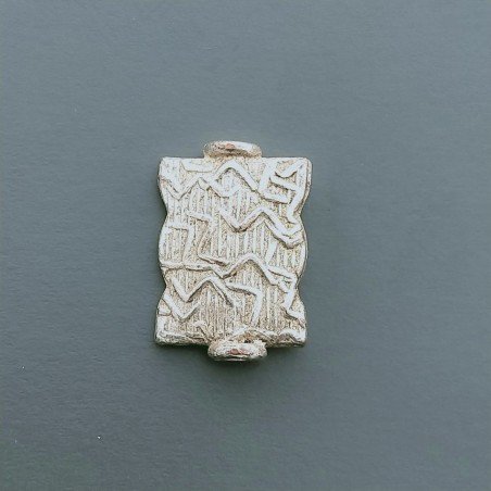 Distanziatore In Ottone Forma Rettangolo Lavorato Antico Tribal 09X13mm-Argentato 1pz