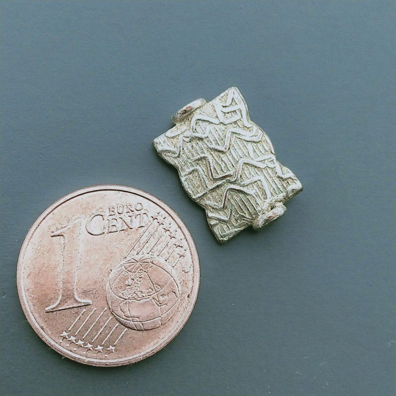 Distanziatore In Ottone Forma Rettangolo Lavorato Antico Tribal 09X13mm-Argentato 1pz
