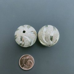 Distanziatore In Ottone Forma Tondo Diamantato A Spirale 22mm-Argentato 1pz