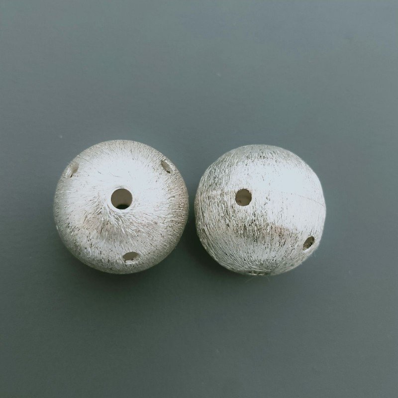 Distanziatore In Ottone Forma Tondo Satinato Forato 18mm-Argentato 1pz