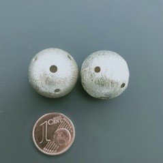 Distanziatore In Ottone Forma Tondo Satinato Forato 18mm-Argentato 1pz