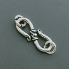 Chiusura In Ottone Forma S Lavorato Filigrana Ethnico Ossidato 22mm-Argentato 4pz