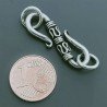 Chiusura In Ottone Forma S Lavorato Filigrana Ethnico Ossidato 28mm-Argentato 4pz