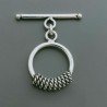 Chiusura A T-Bar In Ottone Lavorato Ethnico Ossidato 18mm-Argentato 1pz