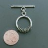 Chiusura A T-Bar In Ottone Lavorato Ethnico Ossidato 18mm-Argentato 1pz