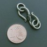 Chiusura In Ottone Forma S Lavorato Ethnico Ossidato 21-22mm-Argentato 4pz